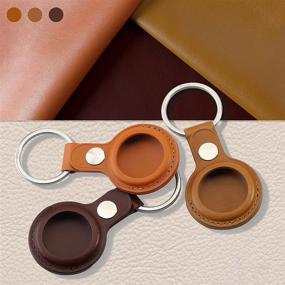 img 1 attached to 🔑 AirTag Holder – FICEPE Leather Case with Key Ring | Anti-Scratch Secure Cover & Keychain (2 Packs)