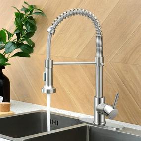 img 2 attached to 🚰 HGN Brushed Nickel Kitchen Faucet with Pull Down Sprayer - Commercial Single Handle Sink Faucet for Farmhouse, Camper, Laundry, Utility, RV, Wet Bar Sinks