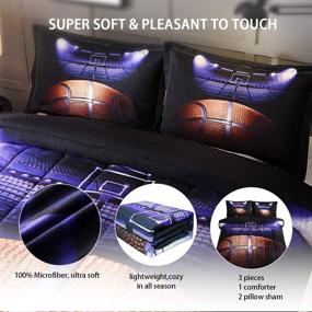 img 2 attached to 🏀 JQinHome Full Basketball Court Comforter Sets - 3D Sports Themed All-Season Down Alternative Quilted Duvet - Reversible Design - Includes 1 Comforter, 2 Pillow Sham: Ultimate Comfort for Basketball Enthusiasts