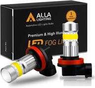 alla lighting 2800lm h8 h11 h16 led bulbs: 3000k amber yellow fog lights, drl replacement for cars & trucks - xtreme super bright high power cob-72 smd upgrade logo