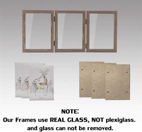 img 2 attached to 🖼️ 5x7 Triple Hinged Picture Frames Shadow Box: MDF Wood Grain with Real Glass, 3 Vertical Openings - Ideal Family Lover Gift