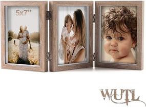 img 4 attached to 🖼️ 5x7 Triple Hinged Picture Frames Shadow Box: MDF Wood Grain with Real Glass, 3 Vertical Openings - Ideal Family Lover Gift