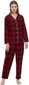 img 1 attached to HEARTNICE Flannel Pajamas Lightweight Red Black Women's Clothing for Lingerie, Sleep & Lounge