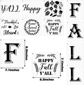 img 2 attached to 🍁 16-Piece Happy Fall Stencil Kit - Thanksgiving Porch Stencil, Pumpkin and Maple Leaf Stencils - Autumn Reusable Mylar Templates for Painting on Wood, Walls, and Home Crafts - Seasonal Décor