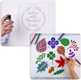 img 1 attached to 🍁 16-Piece Happy Fall Stencil Kit - Thanksgiving Porch Stencil, Pumpkin and Maple Leaf Stencils - Autumn Reusable Mylar Templates for Painting on Wood, Walls, and Home Crafts - Seasonal Décor