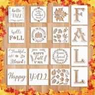 🍁 16-piece happy fall stencil kit - thanksgiving porch stencil, pumpkin and maple leaf stencils - autumn reusable mylar templates for painting on wood, walls, and home crafts - seasonal décor logo