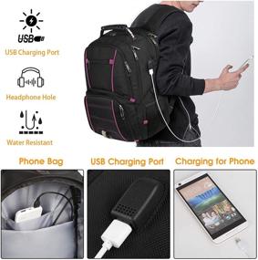 img 2 attached to 🎒 Durable TSA Extra Large Computer College School Bookbag with USB Charging Port - Ideal for Men's Travel Laptop