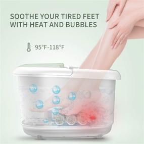 img 2 attached to 🦶 Foot Spa Massager with Heat Bath, Motorized Massage Rollers for Foot Stress Relief, Pumice Stone, Bubble Function, Infrared Light, Pedicure Kits, Digital Temperature Control and Timer