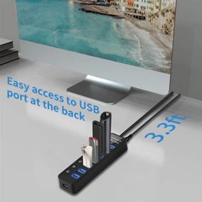 img 1 attached to 💻 LYFNLOVE 7-Port USB 3.0 Hub with One Smart Charging Port, Power Adapter, and On/Off Switches - High-Speed USB Splitter for MacBook, Mac Pro/Mini, iMac, Surface Pro, Laptop, PC
