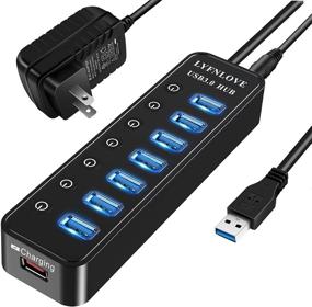 img 4 attached to 💻 LYFNLOVE 7-Port USB 3.0 Hub with One Smart Charging Port, Power Adapter, and On/Off Switches - High-Speed USB Splitter for MacBook, Mac Pro/Mini, iMac, Surface Pro, Laptop, PC