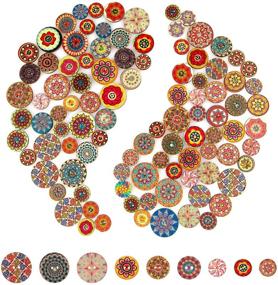 img 4 attached to AIEX 100pcs Mixed Random Flower Painting Round Shapes Wooden Buttons, Assorted Colors, for Sewing, Crafting, DIY – 15mm, 20mm, 25mm