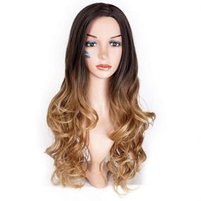 img 1 attached to 👸 Get the Perfect Ombre Look with AISI QUEENS Brown Ombre Wigs - Long Curly Side Part Wig for Women - Stunning 2 Tone Black to Brown Waves - Synthetic & Heat Resistant - Natural Looking Party Wigs