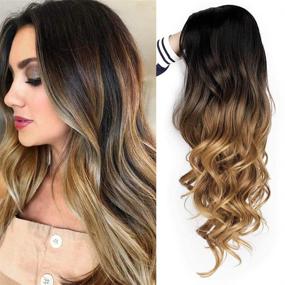 img 4 attached to 👸 Get the Perfect Ombre Look with AISI QUEENS Brown Ombre Wigs - Long Curly Side Part Wig for Women - Stunning 2 Tone Black to Brown Waves - Synthetic & Heat Resistant - Natural Looking Party Wigs