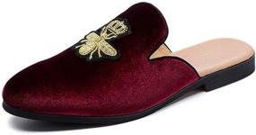 img 4 attached to FLQL Backless Slippers Loafers Velvet Men's Shoes in Mules & Clogs