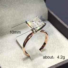 img 1 attached to Xiaomei 18K Rose Gold Cubic Zirconia Solitaire Engagement Ring - Stunning Princess Diamond Design, Ideal for Weddings and Anniversaries (Size 6-10)