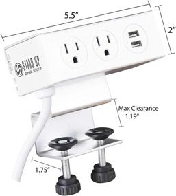 img 1 attached to Компактная и универсальная настольная зарядная станция с портами USB и розетками переменного тока - Стойка DeskPower магазина Stand Up Desk (белая)