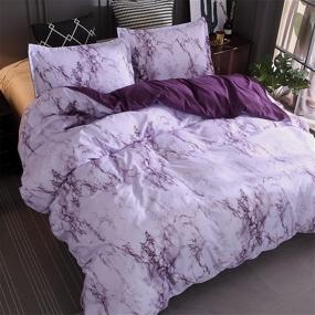 img 3 attached to 🛏️ Queen Size Purple Marble Lightweight Microfiber Quilt Cover Set - No Comforter Included