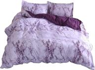 🛏️ queen size purple marble lightweight microfiber quilt cover set - no comforter included logo