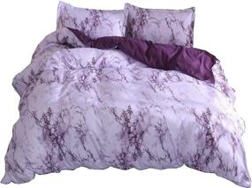 img 4 attached to 🛏️ Queen Size Purple Marble Lightweight Microfiber Quilt Cover Set - No Comforter Included