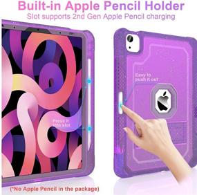 img 3 attached to 🔮 ZoneFoker Glitter Purple iPad Pro 11 Case with Apple Pencil Holder/Stand - Sturdy Slim Cover for 2021/2020/2018 Models, Women and Girls