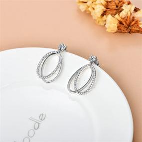 img 1 attached to 👂 PYTALI Sterling Silver Dainty Double Oval Hoop Earrings with Crystal Cubic Zirconia Studs for Girls