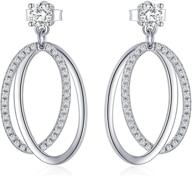 👂 pytali sterling silver dainty double oval hoop earrings with crystal cubic zirconia studs for girls logo