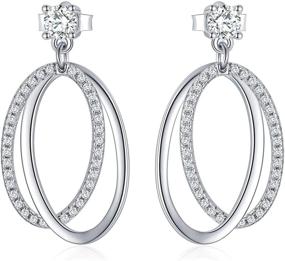 img 4 attached to 👂 PYTALI Sterling Silver Dainty Double Oval Hoop Earrings with Crystal Cubic Zirconia Studs for Girls