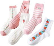 milsil cute socks - premium cotton strawberry patterned crew socks for women and girls (pink/one size) - buy now! logo