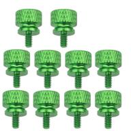 💚 yateng 10-pcs green anodized aluminum computer case thumbscrews - diy modification & beautification for computer cover, power supply, pci slots, and hard drives logo