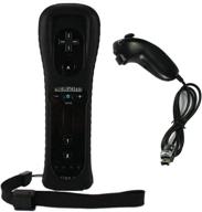 sreega built in motion plus remote controller and nunchuck for wii/wii u - black silicone case included logo