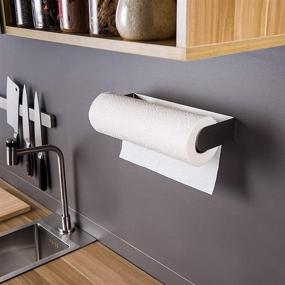 img 2 attached to 🧻 YIGII Paper Towel Holder Under Cabinet - Easy-to-Install Self Adhesive Rack for Kitchen - Premium SUS-304 Stainless Steel Build