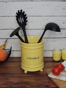 img 1 attached to 🍽️ French Ceramic Utensil Holder: Vintage Style Kitchen Caddy for Rustic Cooking Enthusiasts