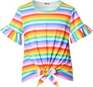 sleeve summer cotton t shirts rainbow girls' clothing logo