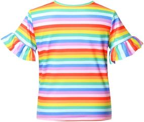 img 3 attached to Sleeve Summer Cotton T Shirts Rainbow Girls' Clothing