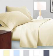🛏️ king bedding set ivory 400tc sheet set - fits 18-inch mattress | extra soft 100% combed cotton sateen weave | silky luxury bedding collection logo