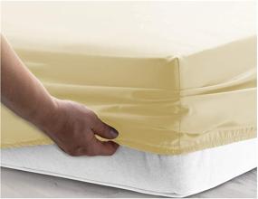 img 3 attached to 🛏️ King Bedding Set Ivory 400TC Sheet Set - Fits 18-inch Mattress | Extra Soft 100% Combed Cotton Sateen Weave | Silky Luxury Bedding Collection