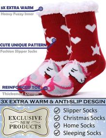 img 3 attached to 🧦 Fleece Slipper Stockings for Girls with Grippers - Christmas Clothing