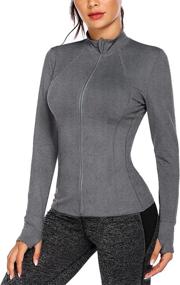 img 3 attached to 🏃 COOrun Women Workout Jacket: Stylish Zipper Track Tops with Thumb Holes for Running and Activewear