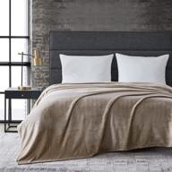 kenneth cole new york solid collection: ultra-soft & cozy plush fleece blanket - luxuriously warm bedding, king size, beige logo