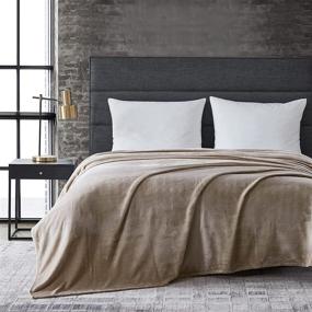 img 4 attached to Kenneth Cole New York Solid Collection: Ultra-Soft & Cozy Plush Fleece Blanket - Luxuriously Warm Bedding, King Size, Beige