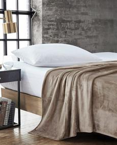 img 2 attached to Kenneth Cole New York Solid Collection: Ultra-Soft & Cozy Plush Fleece Blanket - Luxuriously Warm Bedding, King Size, Beige