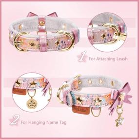 img 2 attached to 🐱 PetsHome Cat Collar, Dog Collar with Cute Bowtie and Golden Star, Floral Print Patterned Collars for Cats and Small Dogs - Soft and Adjustabl‎e with Pendant