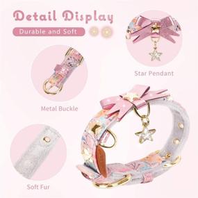 img 1 attached to 🐱 PetsHome Cat Collar, Dog Collar with Cute Bowtie and Golden Star, Floral Print Patterned Collars for Cats and Small Dogs - Soft and Adjustabl‎e with Pendant