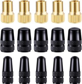 img 4 attached to 🚲 15-Piece Cycling Tire Tools Set with Presta to Schrader Adapter, Bicycle Valve Converter, and Valve Caps - Ideal for Cars