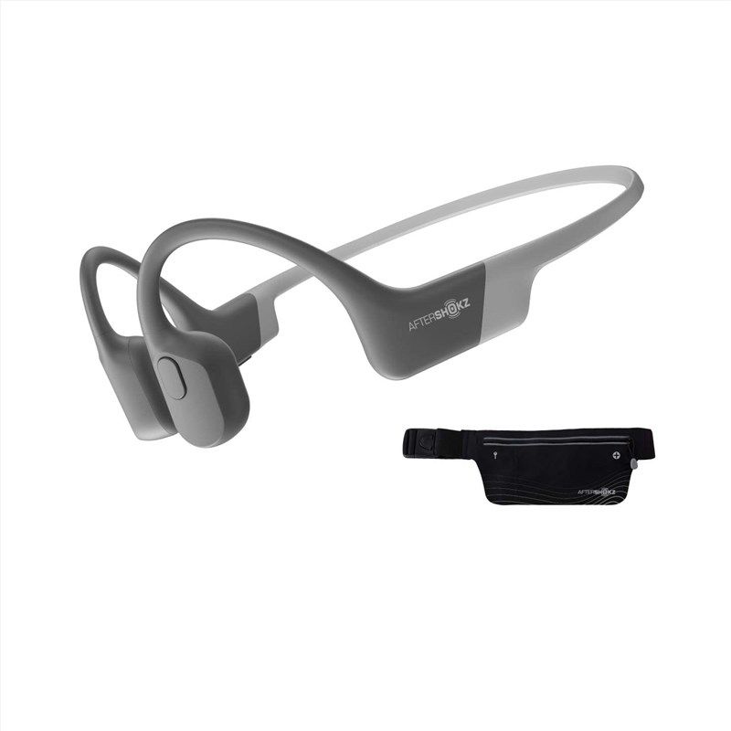 aftershokz aeropex - open-ear bluetooth bone conduction sport headphones - sweat resistant wireless earphones for workouts and running - built-in mic - with sport belt 로고