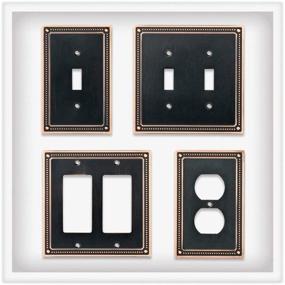 img 1 attached to Enhance your Décor with Franklin Brass Classic Beaded 🏺 Double Toggle Switch Wall Plate in Bronze with Copper Highlights