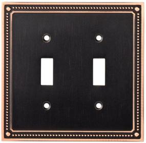 img 4 attached to Enhance your Décor with Franklin Brass Classic Beaded 🏺 Double Toggle Switch Wall Plate in Bronze with Copper Highlights