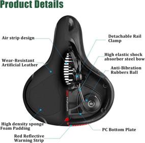 img 2 attached to 🚲 Memory Foam Gel Bicycle Seat - Wide Comfort Replacement with Dual Shock Absorption and Allen Key - Ideal for Men and Women