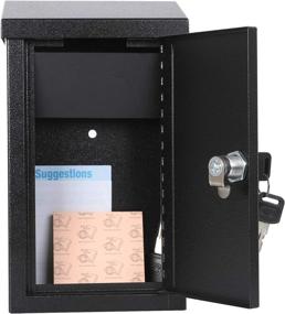 img 3 attached to 📪 Wall-Mounted Key Drop Box with Key Lock - Metal Mailbox for Indoor & Outdoor Storage - Secure Hanging Postbox for Home & Business Use - 5.5X 3.0X 9.8 inch, Black