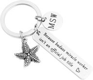 🎓 graduation gift for social worker bsw msw dsw - myospark keychain - because miracle worker is a badass official job title logo